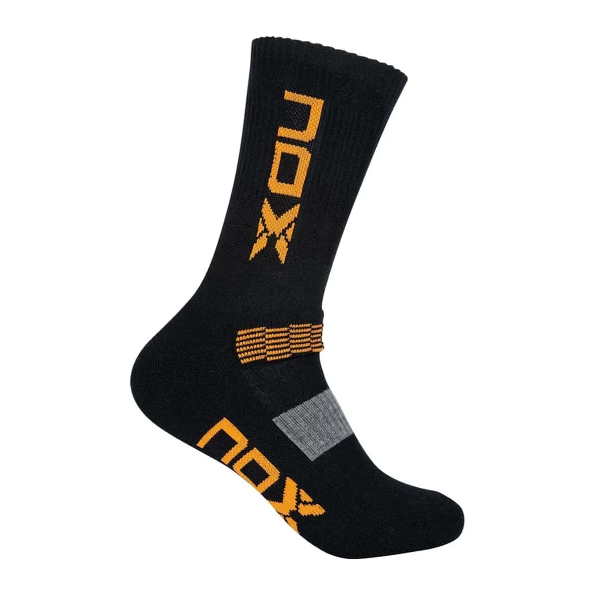 Meias técnicas Nox de cano médio (pretas - logo laranja)